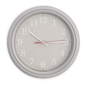 12" Grey Clock with Red Second Hand